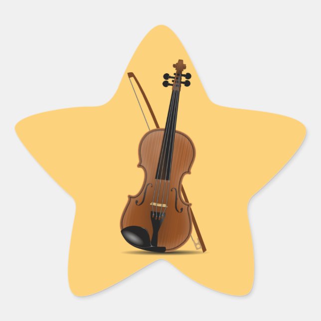 Violin and Bow star-shaped sticker (Front)