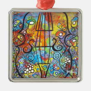 Violin And Flowers Christmas Ornament