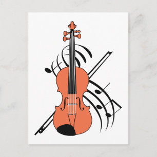 Violin and Music Postcard