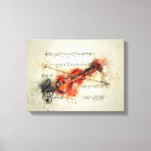 Violin and Music Sheet Vintage Canvas Print