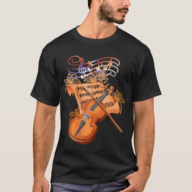 Violin and Musical Note funny T-Shirt (Front)