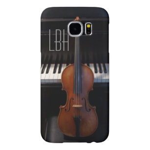 Violin and Piano Keyboard with Custom Monogram Samsung Galaxy S6 Case