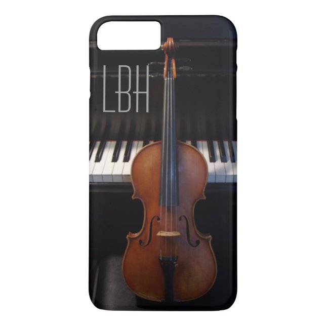 Violin and Piano Keyboard with Custom Monogram Case-Mate iPhone Case (Back)