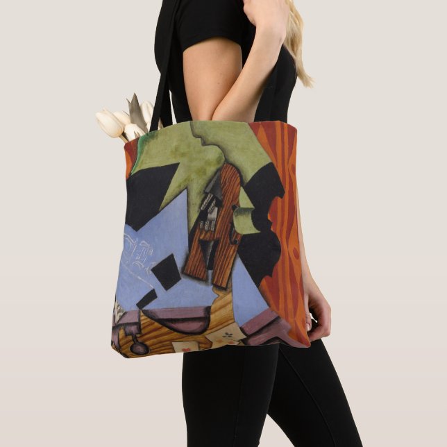 Violin and Playing Cards on a Table Tote Bag (Close Up)