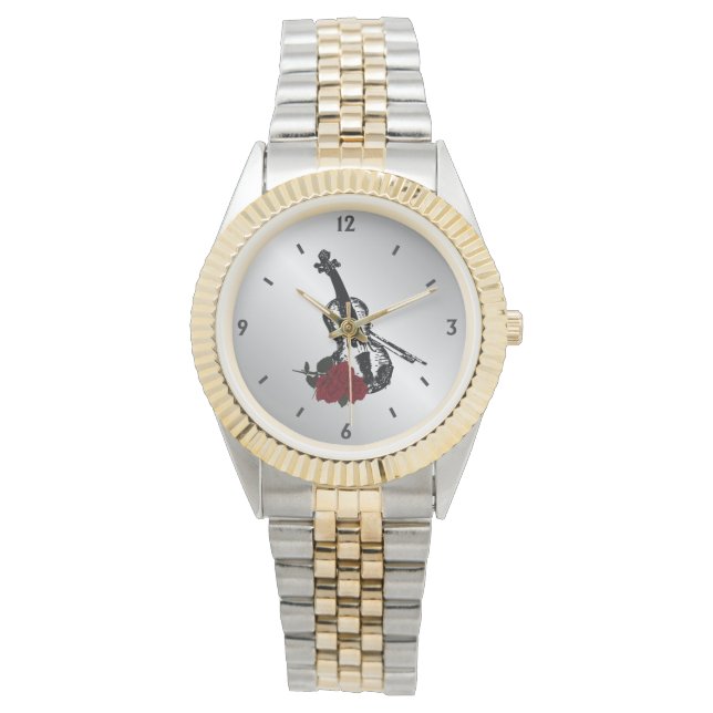 Violin and Roses Four Numbers Watch (Front)