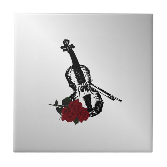 Violin and Roses Silver Tile (Front)