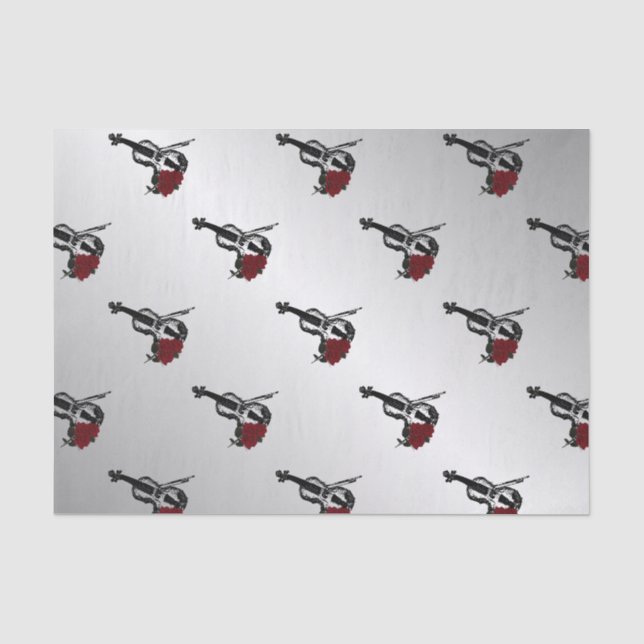 Violin and Roses Silver Tissue Paper (Front)