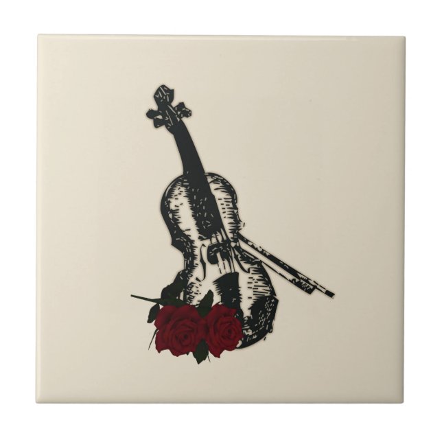 Violin and Roses Tile (Front)