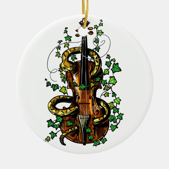 Violin and snake ceramic ornament (Front)