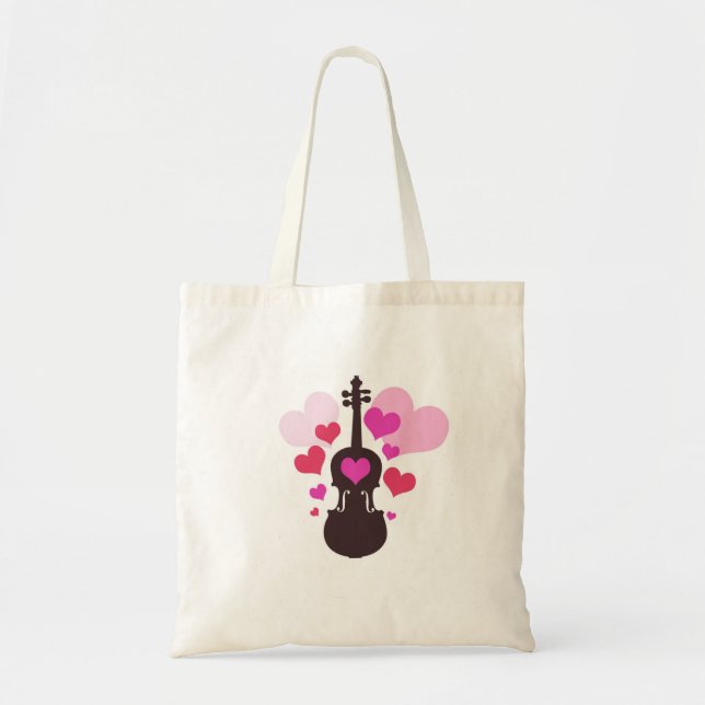 Violin Art with Heart Tote Bag (Front)