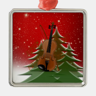 Violin at Christmas, Metal Ornament