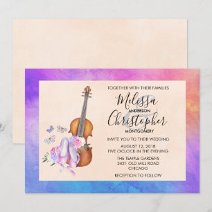 Violin, Ballet Shoes, and Butterflies Wedding Invitation