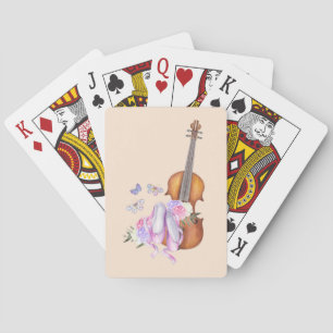 Violin, Ballet Shoes, Flowers and Butterflies Playing Cards