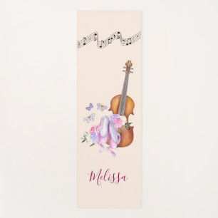 Violin, Ballet Shoes, Flowers and Butterflies Yoga Mat