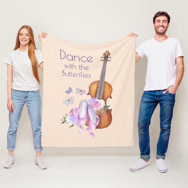 Violin & Ballet Shoes Inspirational Dance Fleece Blanket (In Situ)