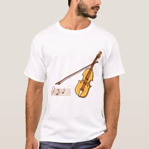 Violin bow and music  staff in brown graphic T-Shirt