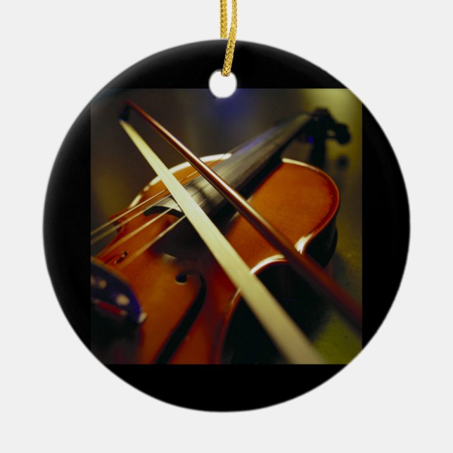 Violin & Bow Close-Up 1 Ceramic Ornament (Front)