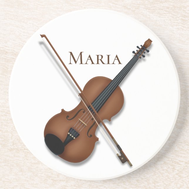 Violin & Bow Elegant Classical Music Personalized Coaster (Front)