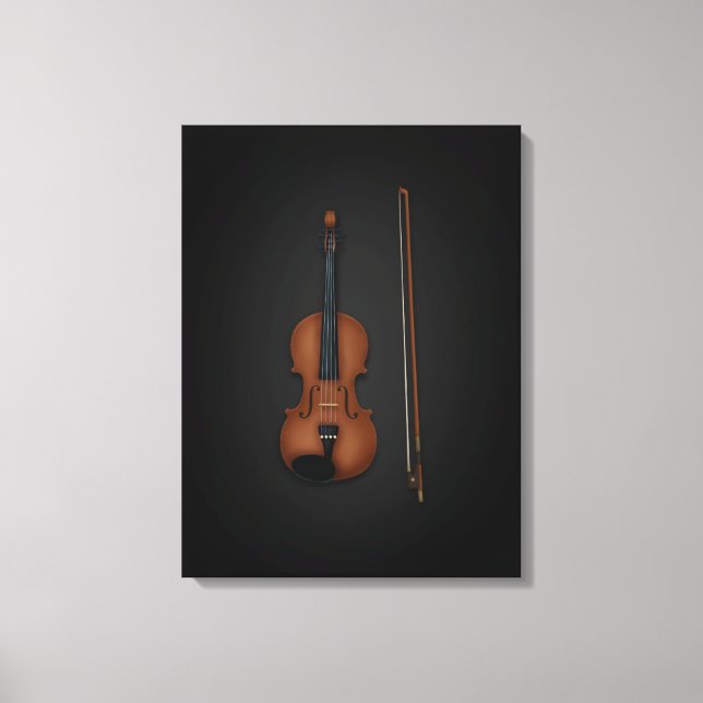 Violin & Bow Side by Side On 18x24 Black  Canvas Print (Front)
