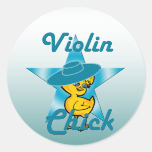 Violin Chick #7 Classic Round Sticker