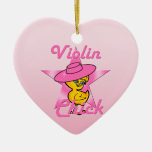 Violin Chick #8 Ceramic Ornament