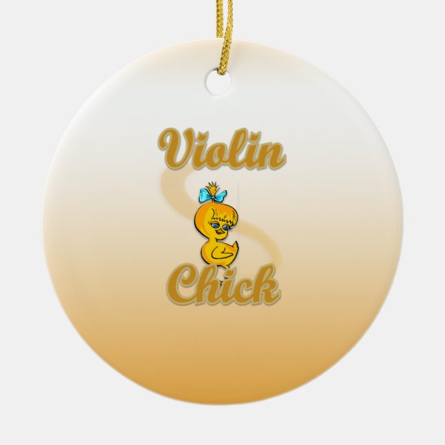 Violin Chick Ceramic Ornament (Front)