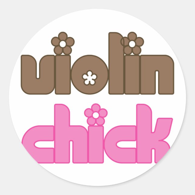 Violin Chick Classic Round Sticker (Front)