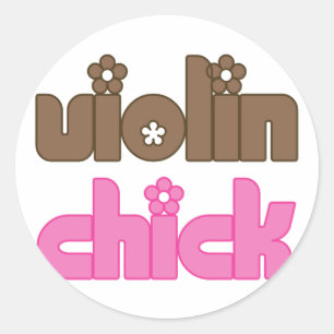 Violin Chick Classic Round Sticker