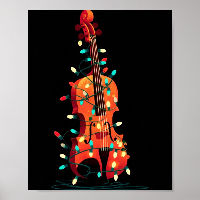 Violin Christmas Graphics Lights Lover Player Viol Poster (Front)