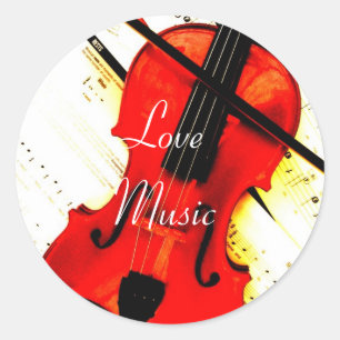 Violin Classic Round Sticker