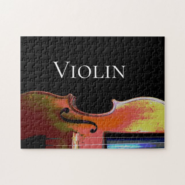Violin Classical Music Black and White Jigsaw Puzzle (Horizontal)