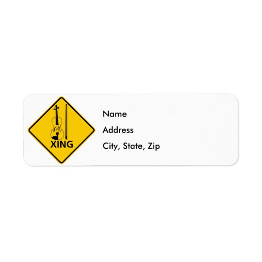 Violin Crossing Highway Sign Return Address Label