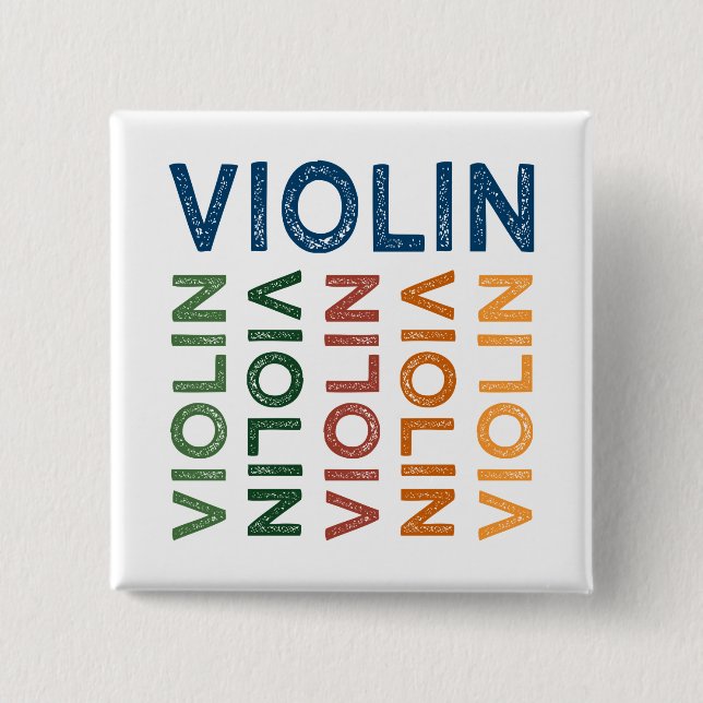 Violin Cute Colourful 2 Inch Square Button (Front)