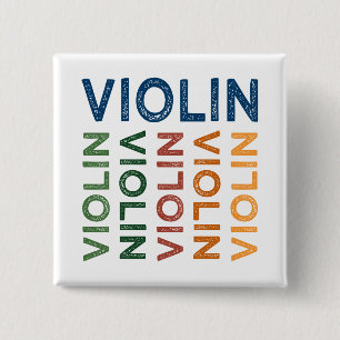 Violin Cute Colourful 2 Inch Square Button