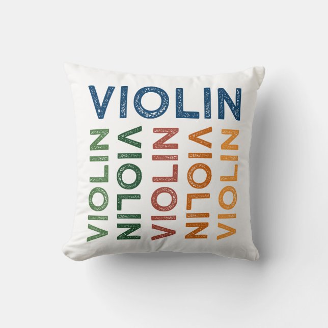 Violin Cute Colourful Throw Pillow (Front)