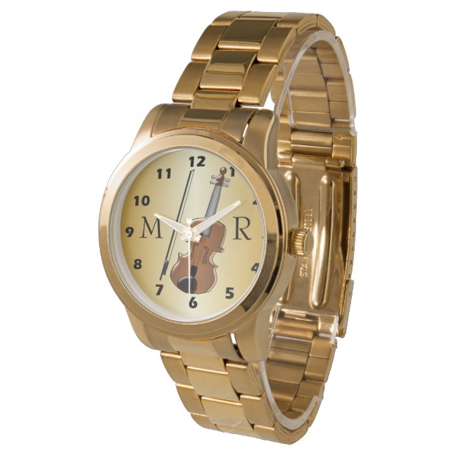 Violin Design Monogrammed Watch (Angled)