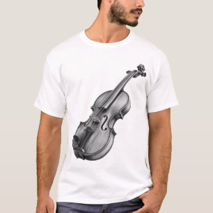 Violin Drawing Black & White Sketch T-Shirt