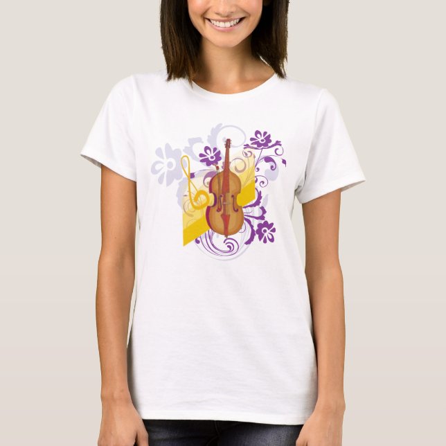 Violin Floral Swirl T-Shirt (Front)