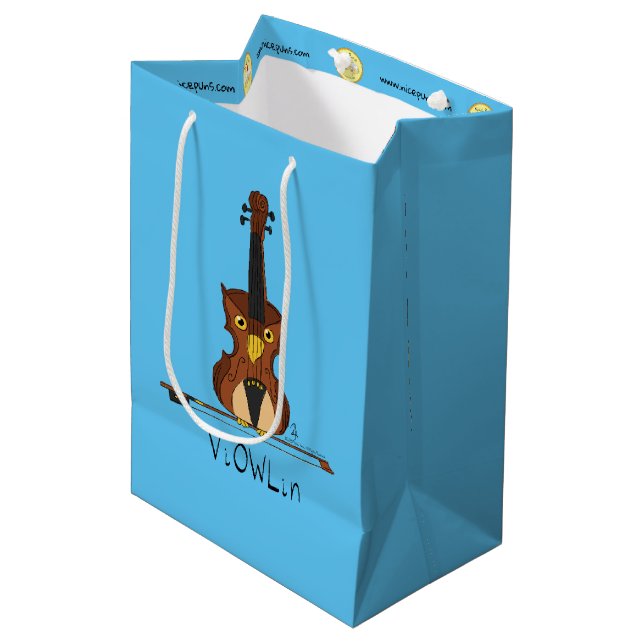 Violin Funny Musician Cartoon Medium Gift Bag (Front Angled)