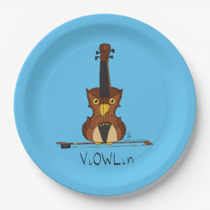 Violin Funny Musician Cartoon Paper Plate