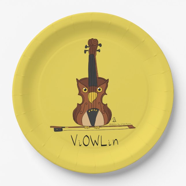 Violin Funny Musician Cartoon Paper Plate (Front)