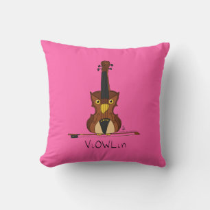 Violin Funny Musician Cartoon Throw Pillow