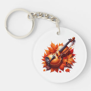 Violin in the bed of leaves keychain