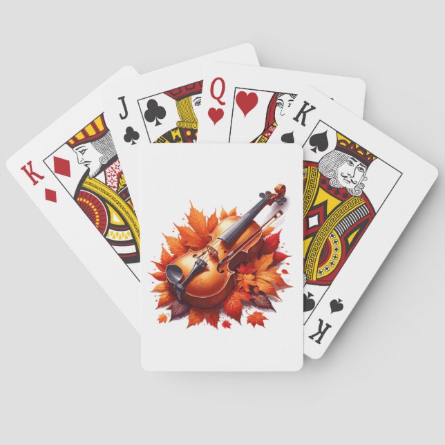Violin in the bed of leaves playing cards (Back)