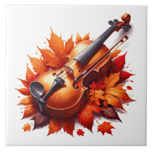 Violin in the bed of leaves tile