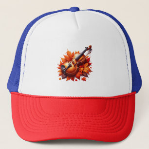 Violin in the bed of leaves trucker hat