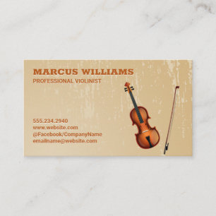 Violin Instrument   Grunge  Business Card