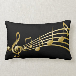 Violin key golden notes lumbar pillow