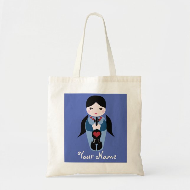 Violin Kokeshi Tote Bag (Front)