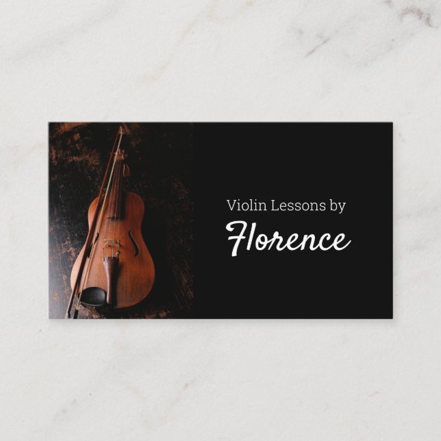 Violin Lessons Music Teacher Business Card (Front)